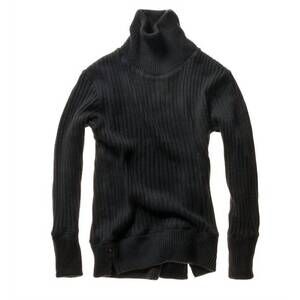 NEW RELWEN men's cotton wool rib turtleneck sweater in black